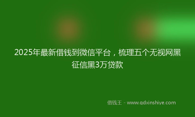2025年最新借钱到微信平台，梳理五个无视网黑征信黑3万贷款