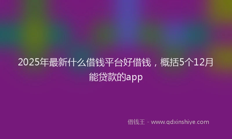 2025年最新什么借钱平台好借钱，概括5个12月能贷款的app