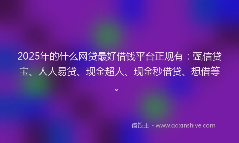 2025年的什么网贷最好借钱平台正规有：甄信贷宝、人人易贷、现金超人、现金秒借贷、想借等。
