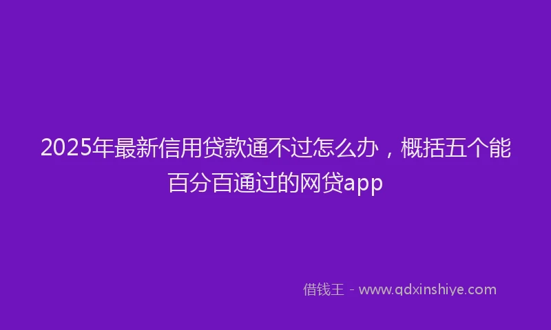 2025年最新信用贷款通不过怎么办，概括五个能百分百通过的网贷app