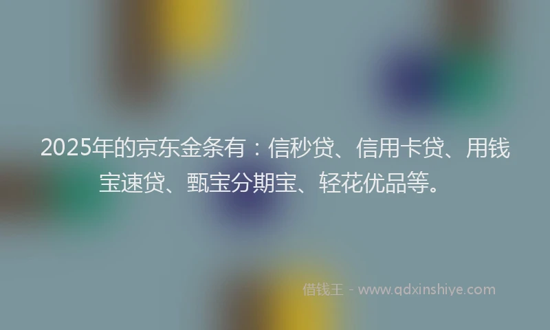 2025年的京东金条有：信秒贷、信用卡贷、用钱宝速贷、甄宝分期宝、轻花优品等。