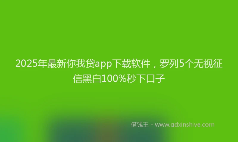 2025年最新你我贷app下载软件，罗列5个无视征信黑白100%秒下口子