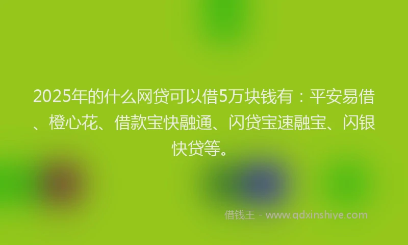2025年的什么网贷可以借5万块钱有：平安易借、橙心花、借款宝快融通、闪贷宝速融宝、闪银快贷等。