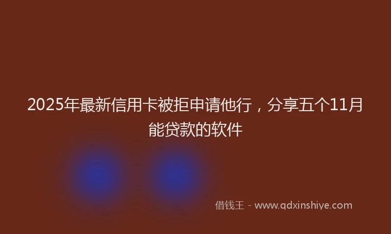 2025年最新信用卡被拒申请他行，分享五个11月能贷款的软件
