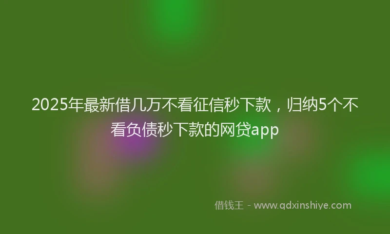 2025年最新借几万不看征信秒下款，归纳5个不看负债秒下款的网贷app