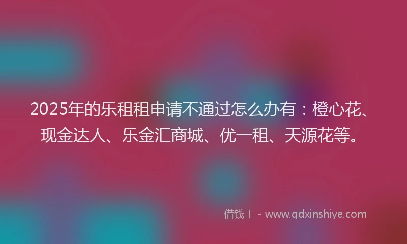 2025年的乐租租申请不通过怎么办有：橙心花、现金达人、乐金汇商城、优一租、天源花等。