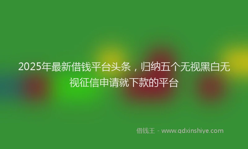 2025年最新借钱平台头条，归纳五个无视黑白无视征信申请就下款的平台