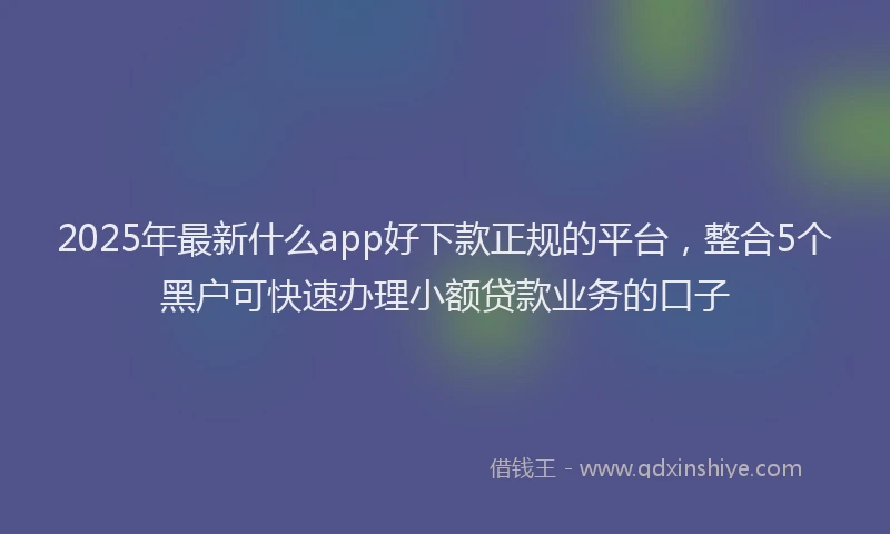 2025年最新什么app好下款正规的平台，整合5个黑户可快速办理小额贷款业务的口子