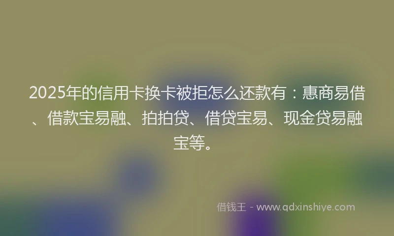 2025年的信用卡换卡被拒怎么还款有：惠商易借、借款宝易融、拍拍贷、借贷宝易、现金贷易融宝等。