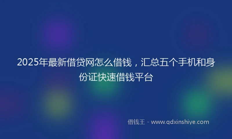 2025年最新借贷网怎么借钱，汇总五个手机和身份证快速借钱平台