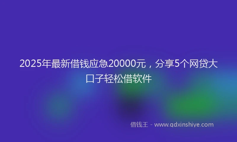 2025年最新借钱应急20000元，分享5个网贷大口子轻松借软件