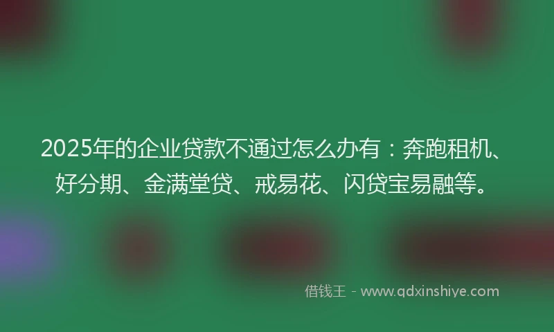 2025年的企业贷款不通过怎么办有：奔跑租机、好分期、金满堂贷、戒易花、闪贷宝易融等。