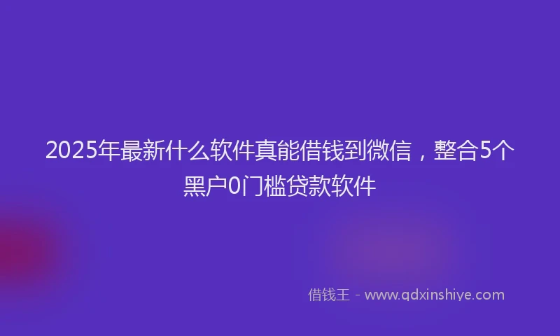 2025年最新什么软件真能借钱到微信，整合5个黑户0门槛贷款软件