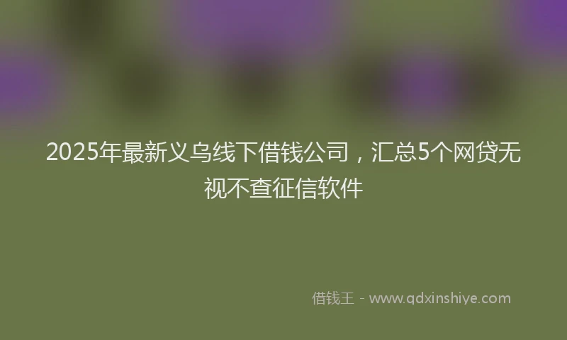 2025年最新义乌线下借钱公司，汇总5个网贷无视不查征信软件