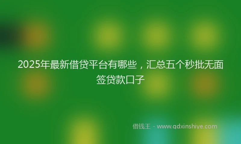 2025年最新借贷平台有哪些，汇总五个秒批无面签贷款口子