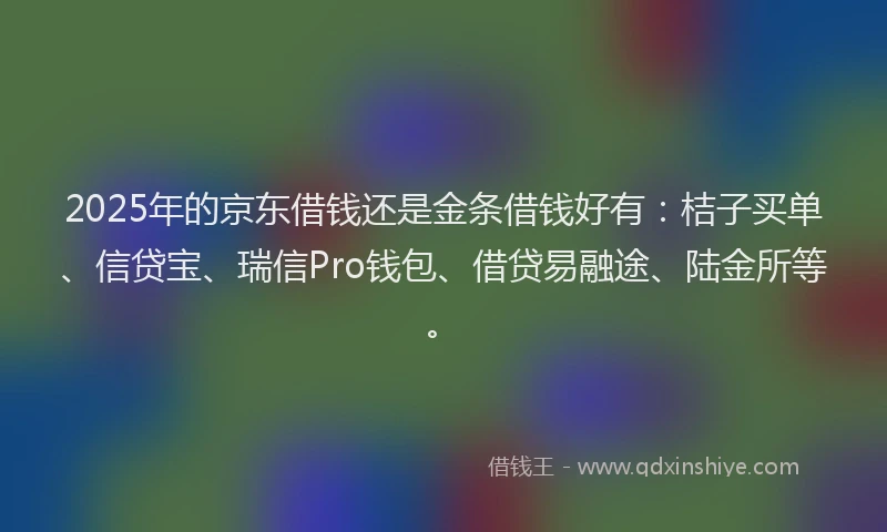 2025年的京东借钱还是金条借钱好有：桔子买单、信贷宝、瑞信Pro钱包、借贷易融途、陆金所等。