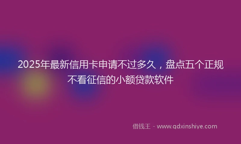 2025年最新信用卡申请不过多久，盘点五个正规不看征信的小额贷款软件
