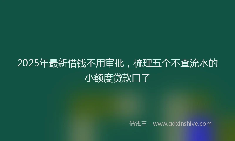 2025年最新借钱不用审批，梳理五个不查流水的小额度贷款口子