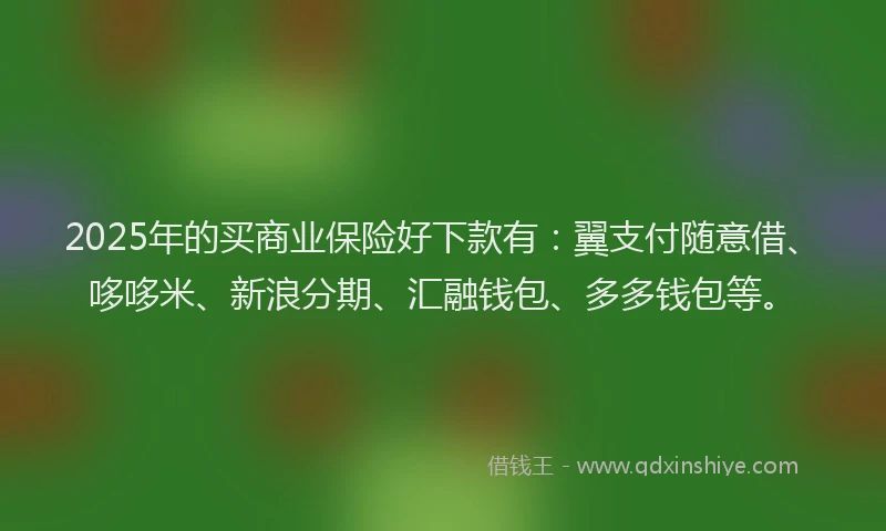 2025年的买商业保险好下款有：翼支付随意借、哆哆米、新浪分期、汇融钱包、多多钱包等。