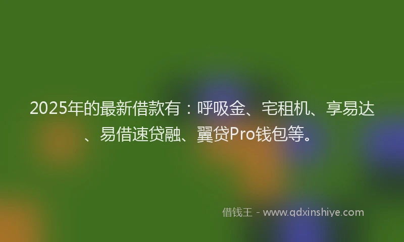 2025年的最新借款有：呼吸金、宅租机、享易达、易借速贷融、翼贷Pro钱包等。