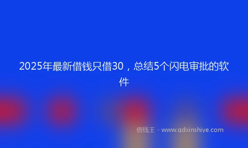 2025年最新借钱只借30，总结5个闪电审批的软件