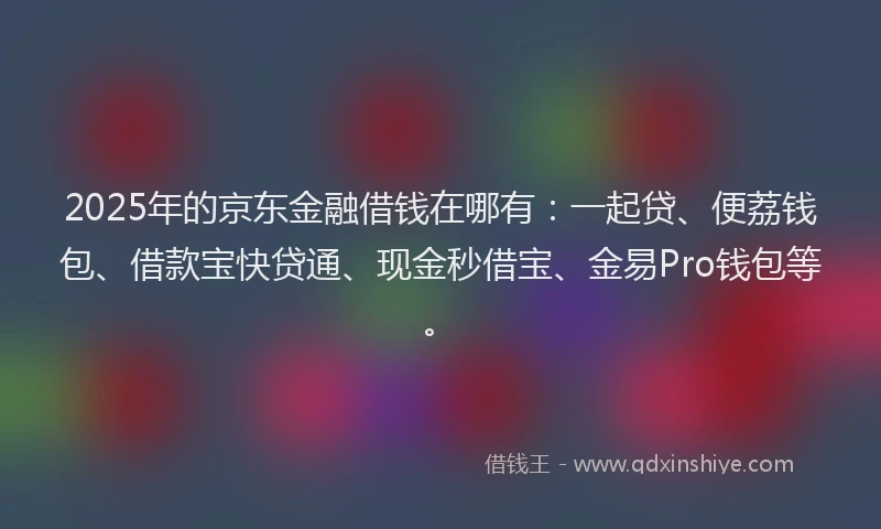 2025年的京东金融借钱在哪有：一起贷、便荔钱包、借款宝快贷通、现金秒借宝、金易Pro钱包等。