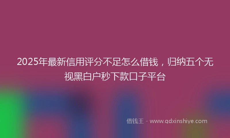 2025年最新信用评分不足怎么借钱，归纳五个无视黑白户秒下款口子平台