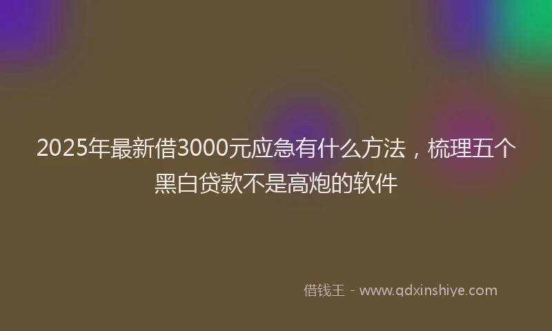 2025年最新借3000元应急有什么方法，梳理五个黑白贷款不是高炮的软件