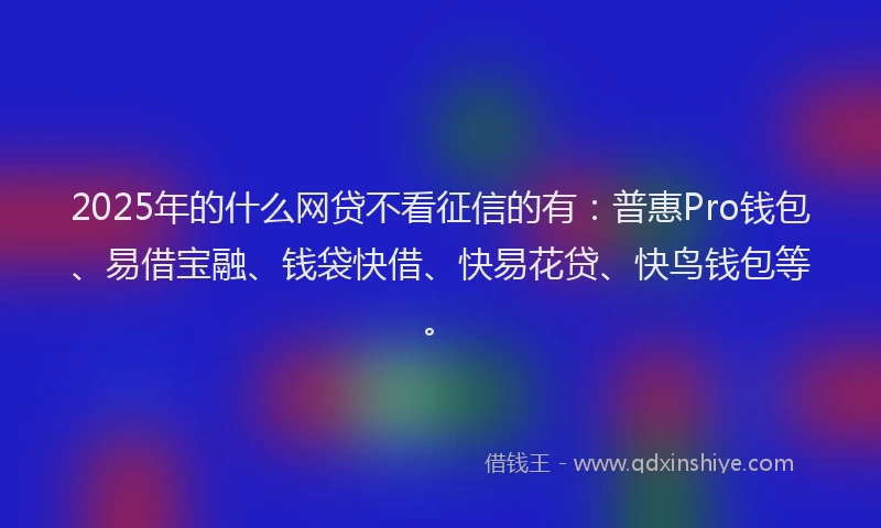2025年的什么网贷不看征信的有：普惠Pro钱包、易借宝融、钱袋快借、快易花贷、快鸟钱包等。