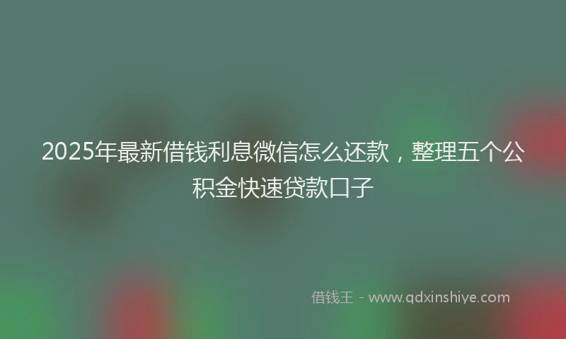 2025年最新借钱利息微信怎么还款，整理五个公积金快速贷款口子