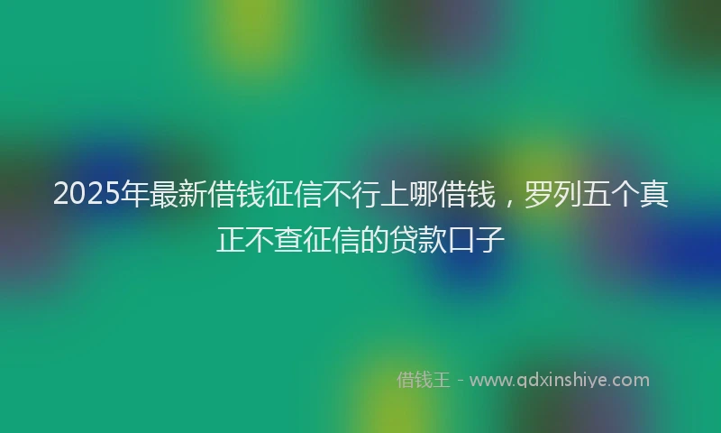 2025年最新借钱征信不行上哪借钱，罗列五个真正不查征信的贷款口子