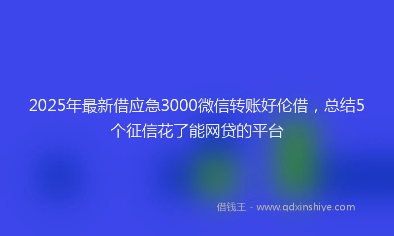 2025年最新借应急3000微信转账好伦借，总结5个征信花了能网贷的平台
