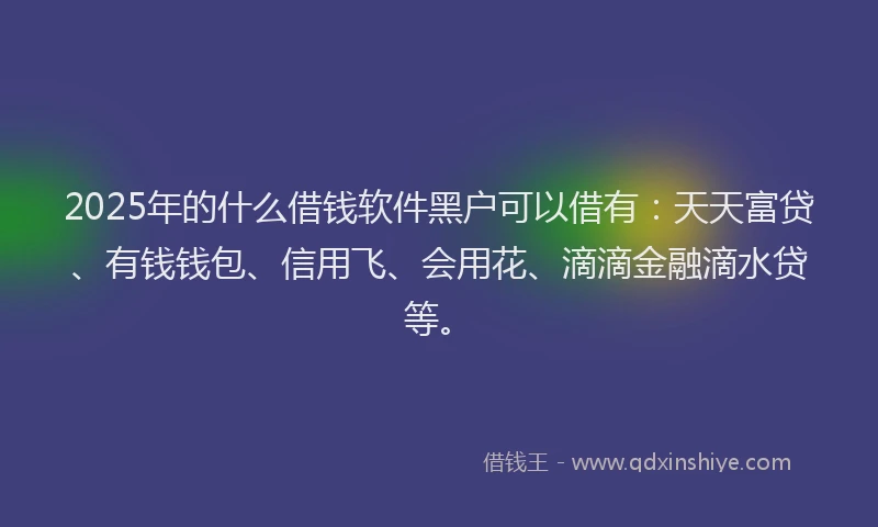 2025年的什么借钱软件黑户可以借有：天天富贷、有钱钱包、信用飞、会用花、滴滴金融滴水贷等。