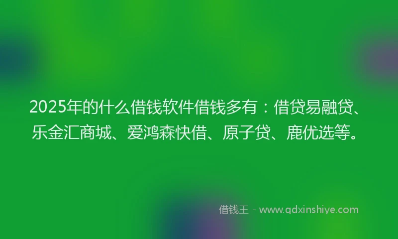 2025年的什么借钱软件借钱多有：借贷易融贷、乐金汇商城、爱鸿森快借、原子贷、鹿优选等。