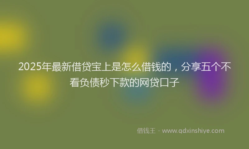 2025年最新借贷宝上是怎么借钱的，分享五个不看负债秒下款的网贷口子
