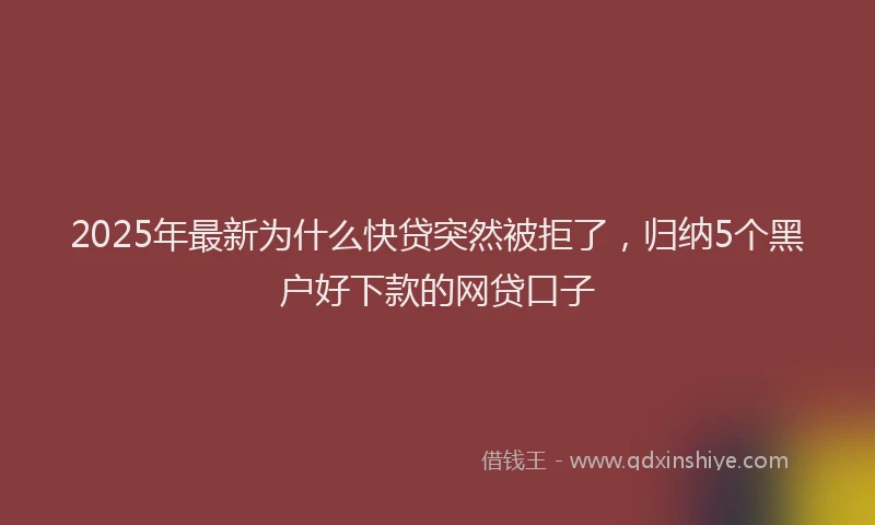 2025年最新为什么快贷突然被拒了，归纳5个黑户好下款的网贷口子