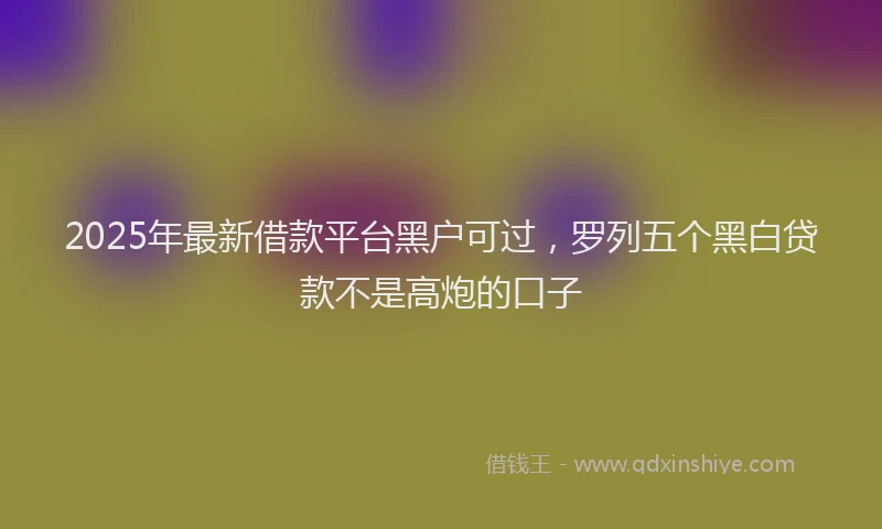 2025年最新借款平台黑户可过，罗列五个黑白贷款不是高炮的口子