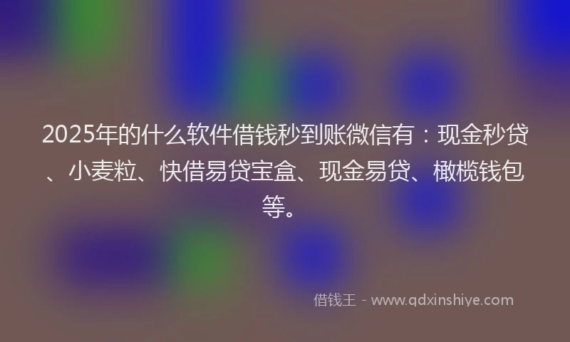 2025年的什么软件借钱秒到账微信有：现金秒贷、小麦粒、快借易贷宝盒、现金易贷、橄榄钱包等。