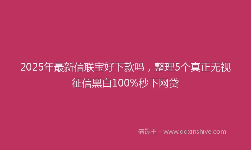 2025年最新信联宝好下款吗，整理5个真正无视征信黑白100%秒下网贷