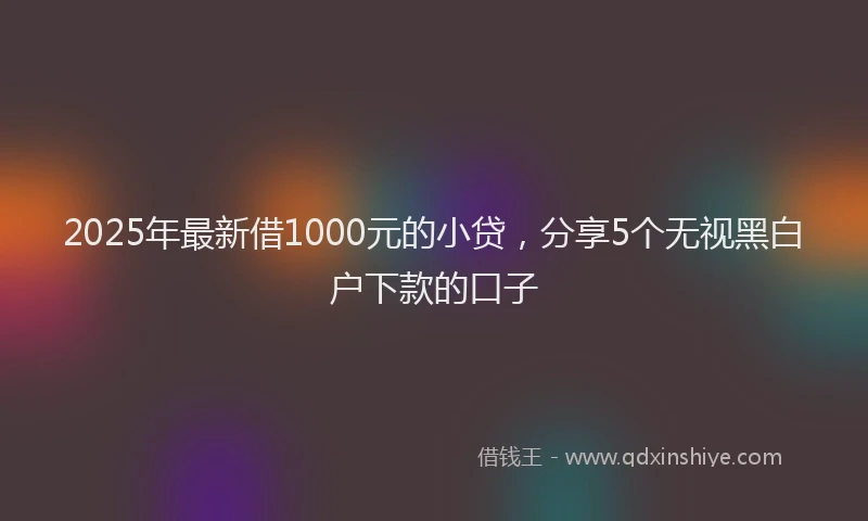 2025年最新借1000元的小贷，分享5个无视黑白户下款的口子