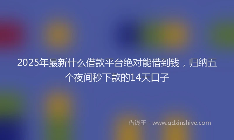2025年最新什么借款平台绝对能借到钱，归纳五个夜间秒下款的14天口子