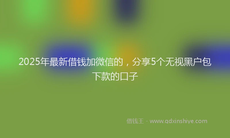 2025年最新借钱加微信的，分享5个无视黑户包下款的口子