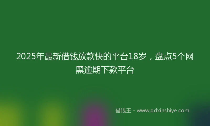 2025年最新借钱放款快的平台18岁，盘点5个网黑逾期下款平台