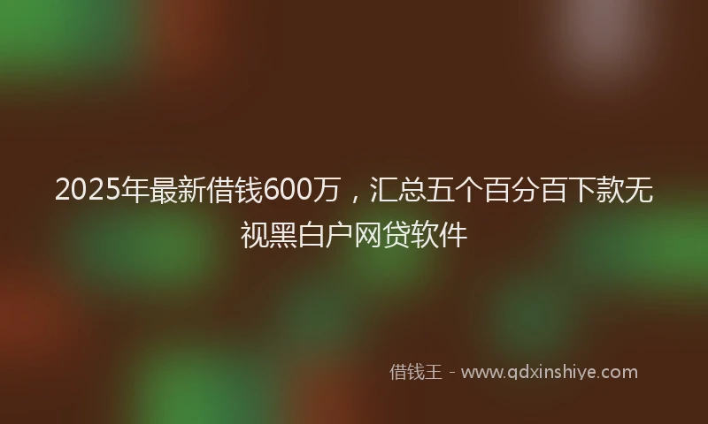 2025年最新借钱600万，汇总五个百分百下款无视黑白户网贷软件