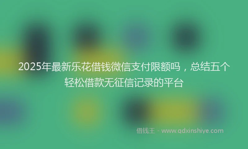 2025年最新乐花借钱微信支付限额吗，总结五个轻松借款无征信记录的平台