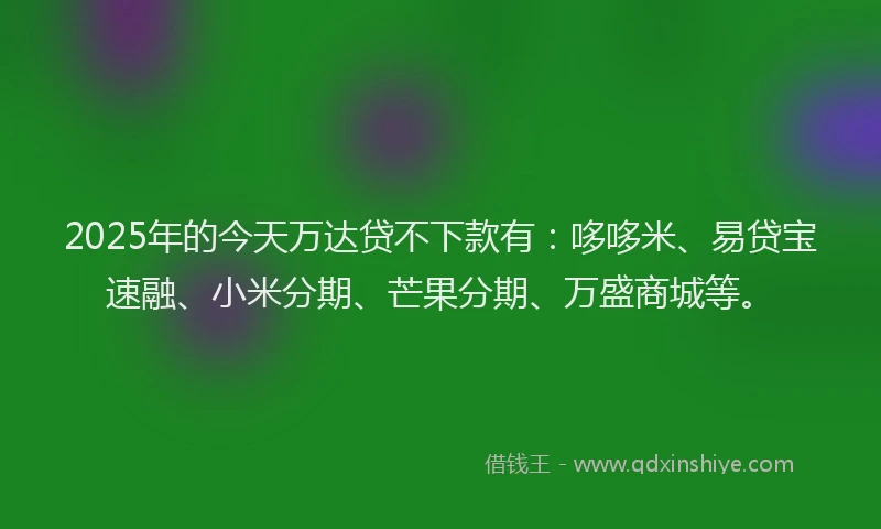 2025年的今天万达贷不下款有：哆哆米、易贷宝速融、小米分期、芒果分期、万盛商城等。