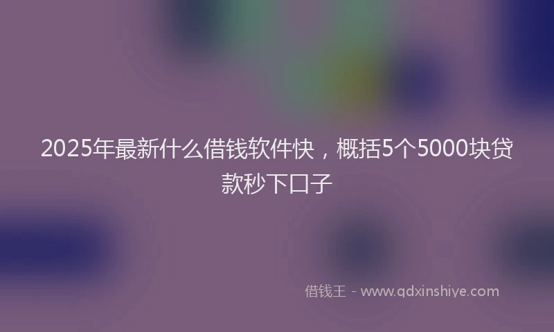 2025年最新什么借钱软件快，概括5个5000块贷款秒下口子
