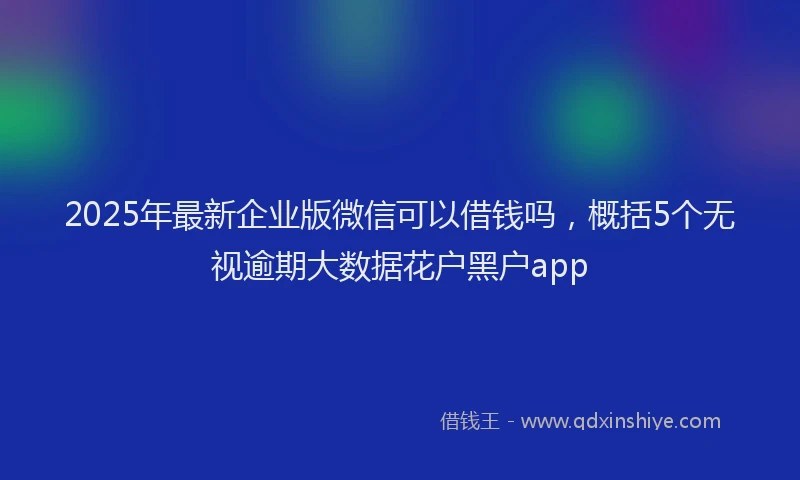 2025年最新企业版微信可以借钱吗，概括5个无视逾期大数据花户黑户app