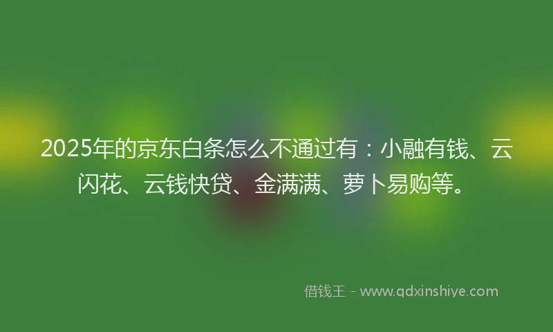 2025年的京东白条怎么不通过有：小融有钱、云闪花、云钱快贷、金满满、萝卜易购等。