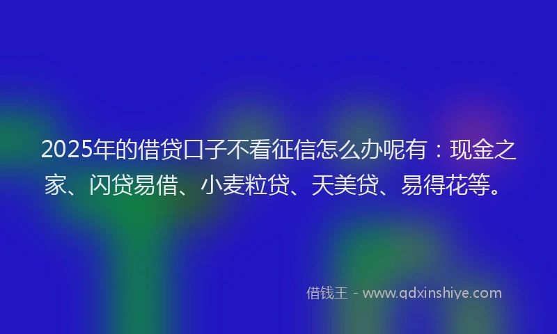 2025年的借贷口子不看征信怎么办呢有：现金之家、闪贷易借、小麦粒贷、天美贷、易得花等。